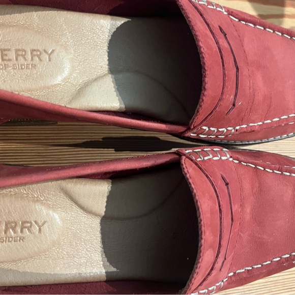 Sperry Brick Red Leather Slip-Ons - Picture 4 of 12
